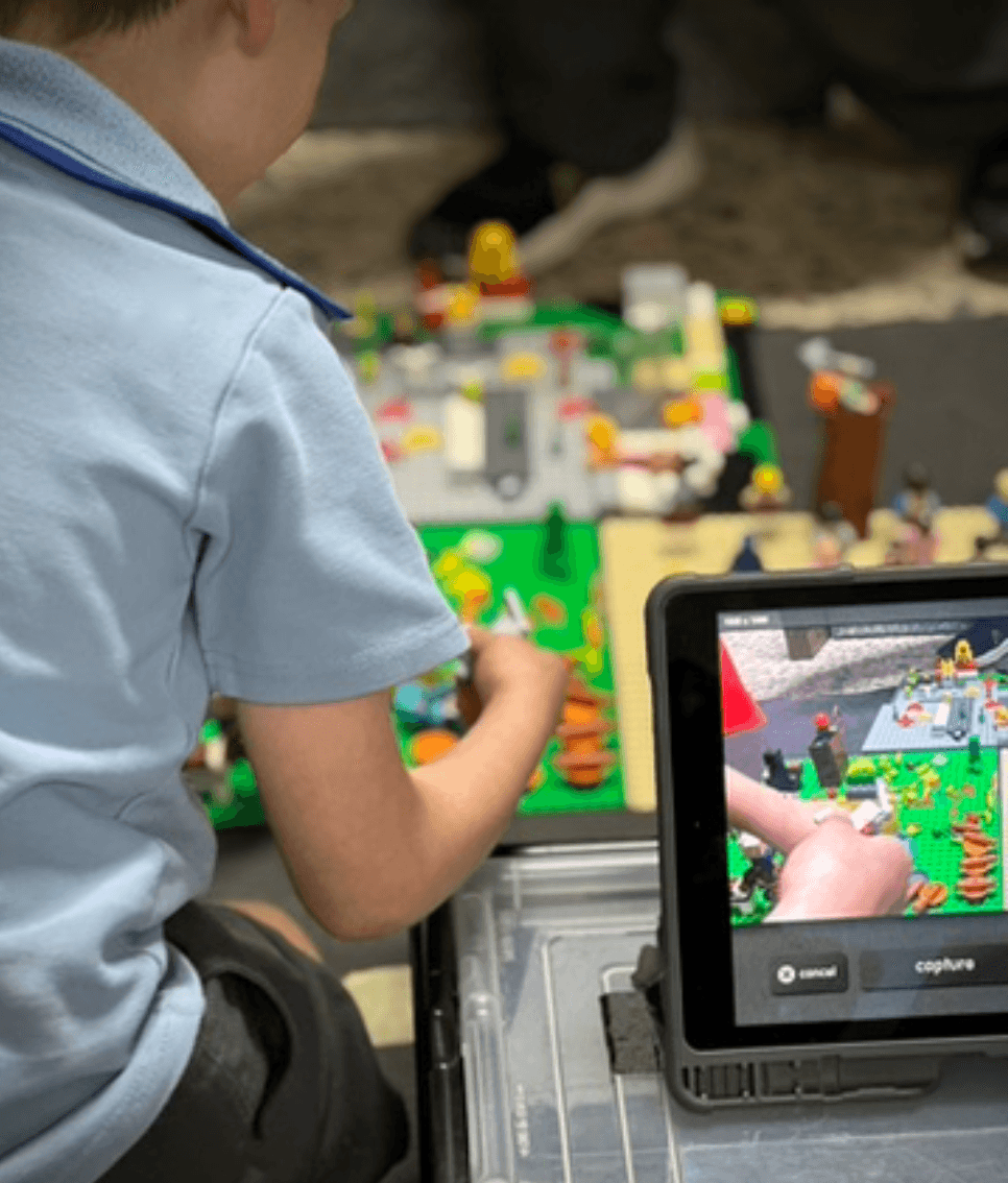 A child developing a creative animation project at TinkerTank